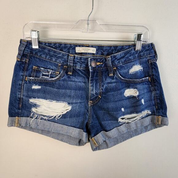 Abercrombie & Fitch Distressed Denim Shorts Size 26 Beachy Coastal Summer Rustic - Picture 1 of 3